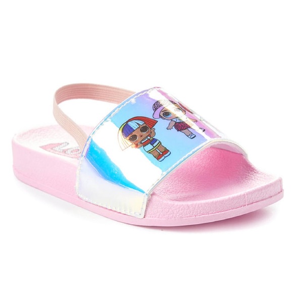 Girls Pink Iridescent Characters Heel-Strap Slide LOL Surprise Shoes - Picture 3 of 5